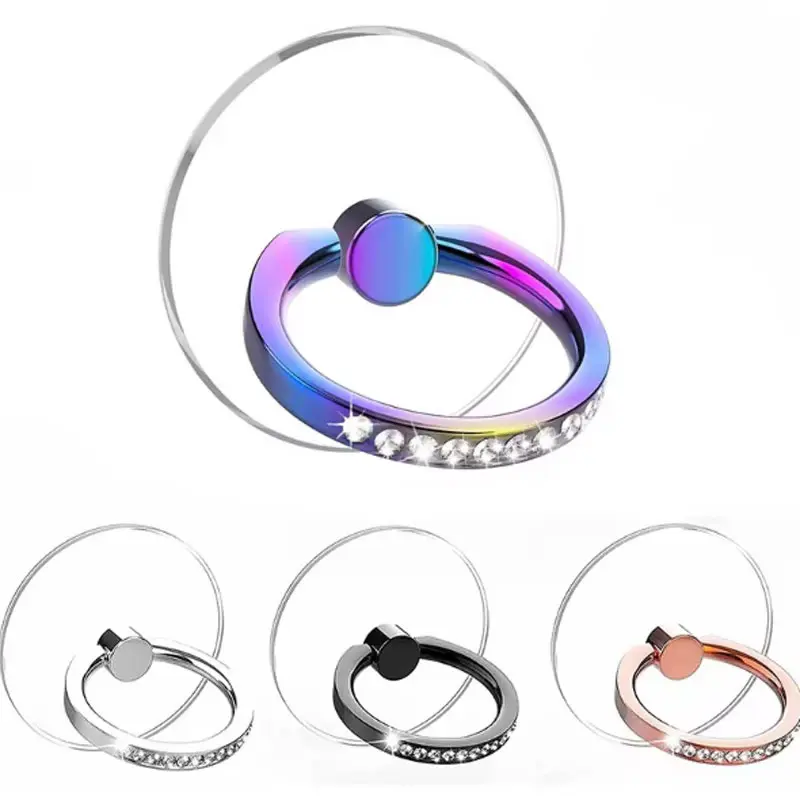 2025 New Shining Diamond Cell Phone Ring Holder Stand Transparent Finger Grip 360°Degree Rotation Smartphone Kickstand