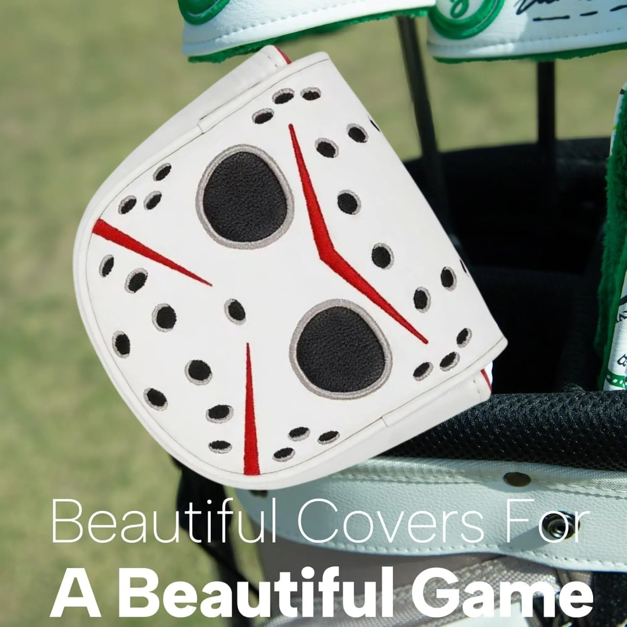 Putter Covers Hockey Goalie Mask Golf Putter Cover Mallet Putter Headcover Golf Club Cover pu Leather Mallet Putter Cover with