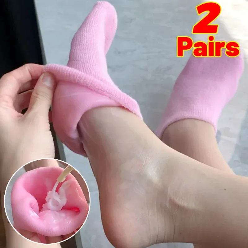 Silikon Feuchtigkeitsspendende Maske Socken Wiederverwendbare Peeling Anti Riss Schutz Handschuhe Trockenen Abgestorbene Haut Entferner Werkzeuge Hand Fuß Pflege Image