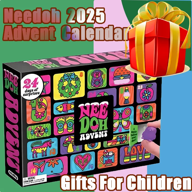 2025 NeeDoh Adventskalender, Geschenk für Kinder, 24-Tage-Countdown, 2026, Neujahr, Familie, Freunde, Kinder, Blindbox, Party, Neu Image