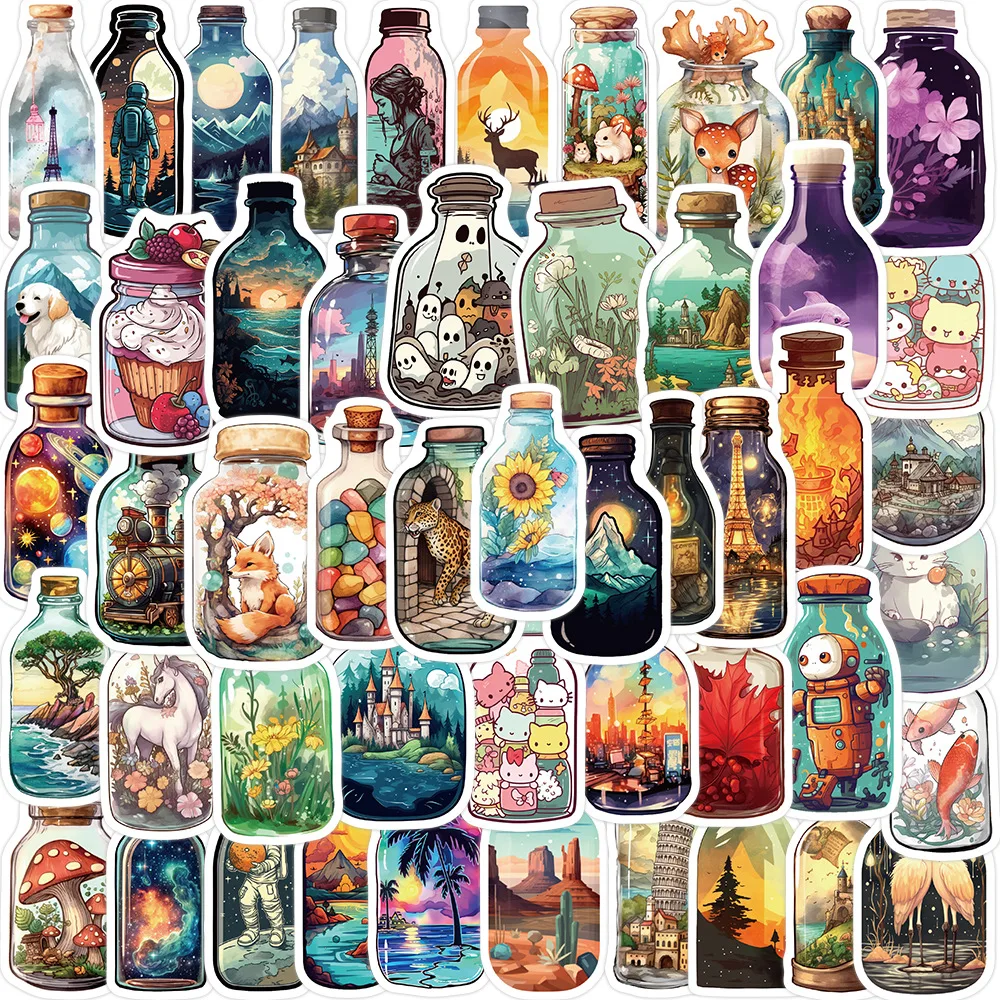 50/100PCS Flasche Welt Graffiti Schreibwaren Notebook Aufkleber Wasser Flaschen Kreative DIY Skateboard Wasserdichte Dekoration Aufkleber Image