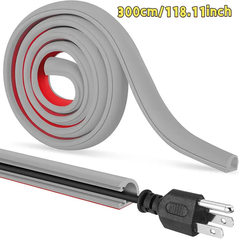 2M/3M Arc Anti-Extrusion Boden Kabel Abdeckung Selbstklebende Power Verlängerung Verdrahtung Kanal Kabel Protector Hause Draht Veranstalter Image