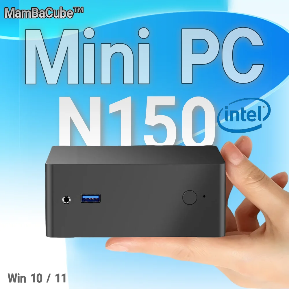 MamBaCube N9E Mini PC Intel N150 Win11 Pro 8GB 16GB DDR4 256GB 512GB SSD WiFi 5 ordinateur de bureau Compact Portable ordinateur de bureau à domicile