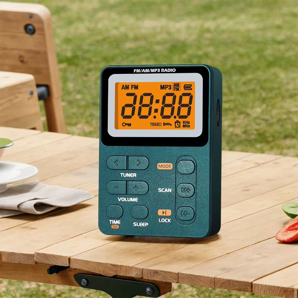 AM FM-Radio, persönliches tragbares Taschenradio mit LCD-Display zur Digitalantimmung, wiederaufladbares Walkman-Radio mit Stereo-Kopfhörer Image