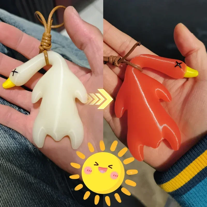 UV-meuchrome Farbwechsel-Ente-Schlüsselanhänger, lustiger Tier-Anhänger für Tasche, Autoschlüssel, niedliches Cartoon-Geschenk, modisches Accessoire Image