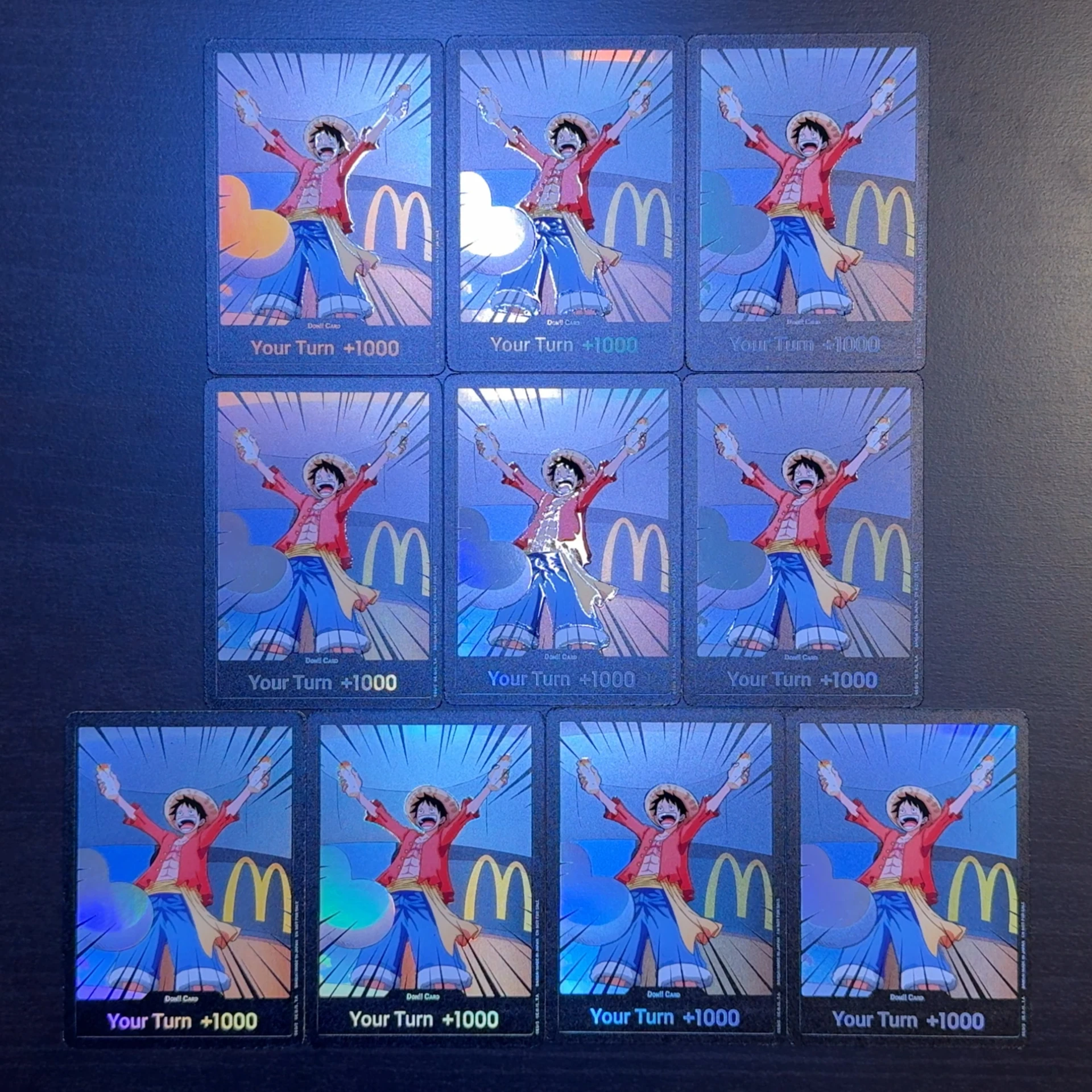 Carta olografica One Piece TCG OPCG inglese DON Carte Rufy x McDonald's Carta stagnola strutturata