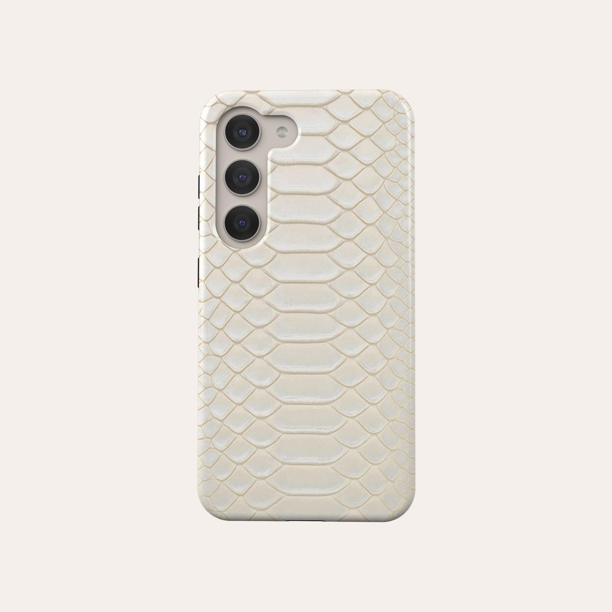 Custodia per telefono con stampa di pelle di serpente bianca, custodia per telefono con stampa animalier adatta per Samsung Galaxy S25 S24 Plus S24 FE
