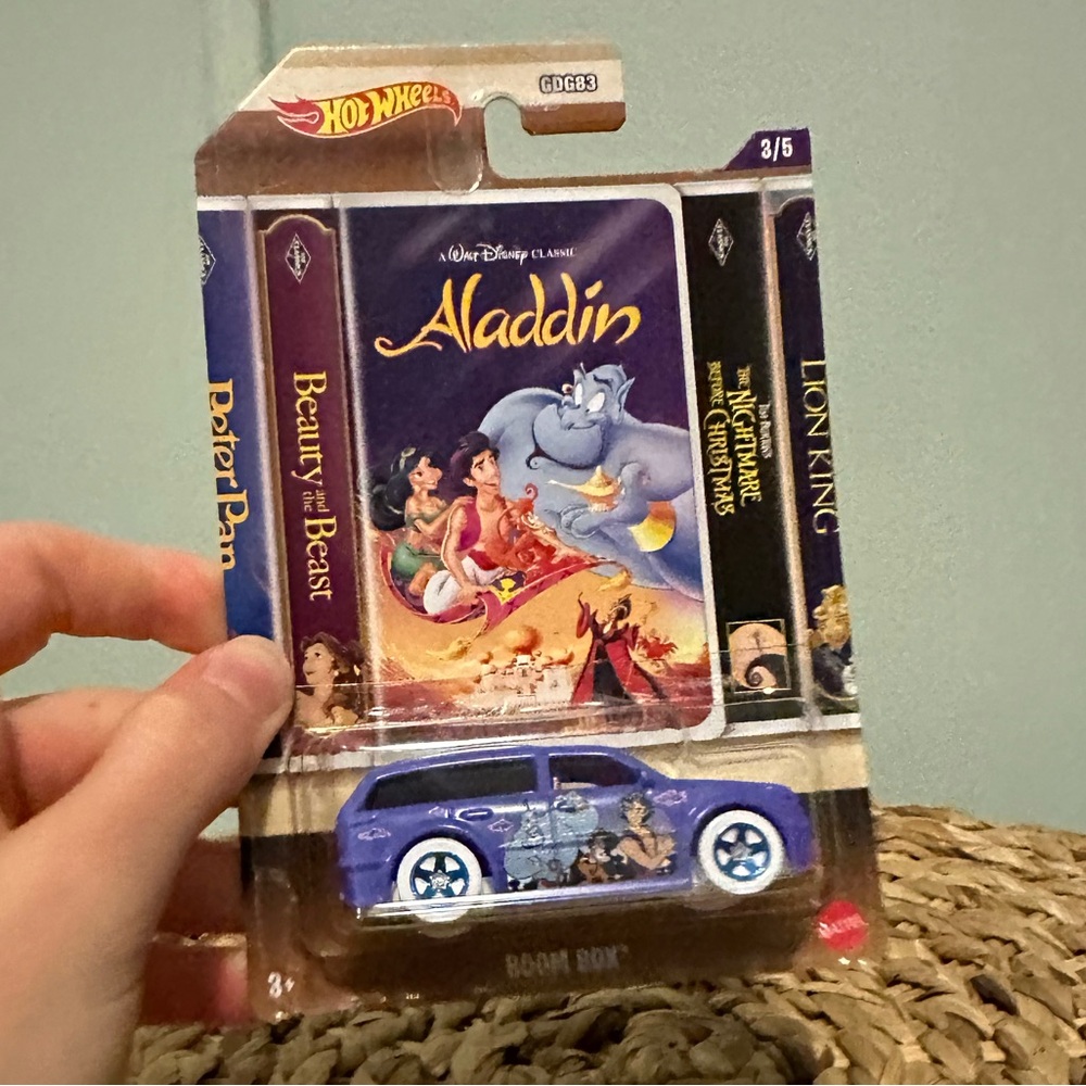 Disney Toys | Hot Wheels Disney Aladdin Boom Box Vhs Box Cover Mattel Brand New | Color: Gold/Purple | Size: Osb