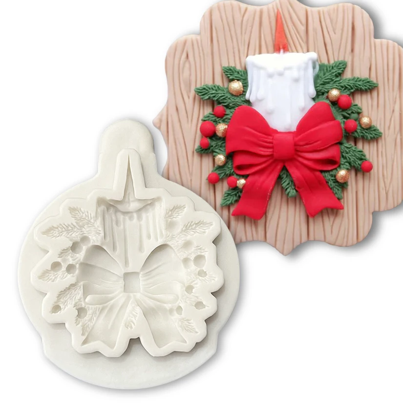 Candle Bows Christmas Silicone Cake Baking Mold Sugarcraft Chocolate Cupcake Resin Tools Fondant Cake Decorating Tools