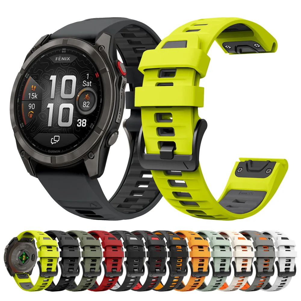 QuickFit Silikon-Uhrenarmband 22 26 mm für Garmin Quatix 8 47 mm 51 mm/Fenix 5 Plus 6X 6 7X 7 8 E/instinct 3 Offizielles Armband Image
