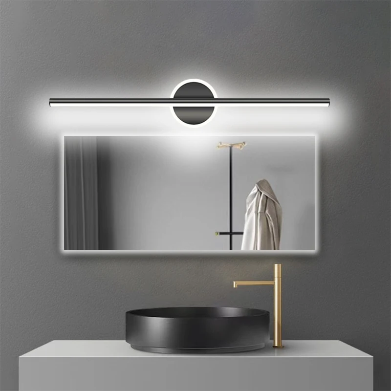 Moderne LED-Wandleuchte, Spiegel-Frontleuchte, 40/60 cm, schlicht, Gold, Schwarz, Innenbeleuchtung, Schlafzimmer, Wohnzimmer, Küche, Badezimmer