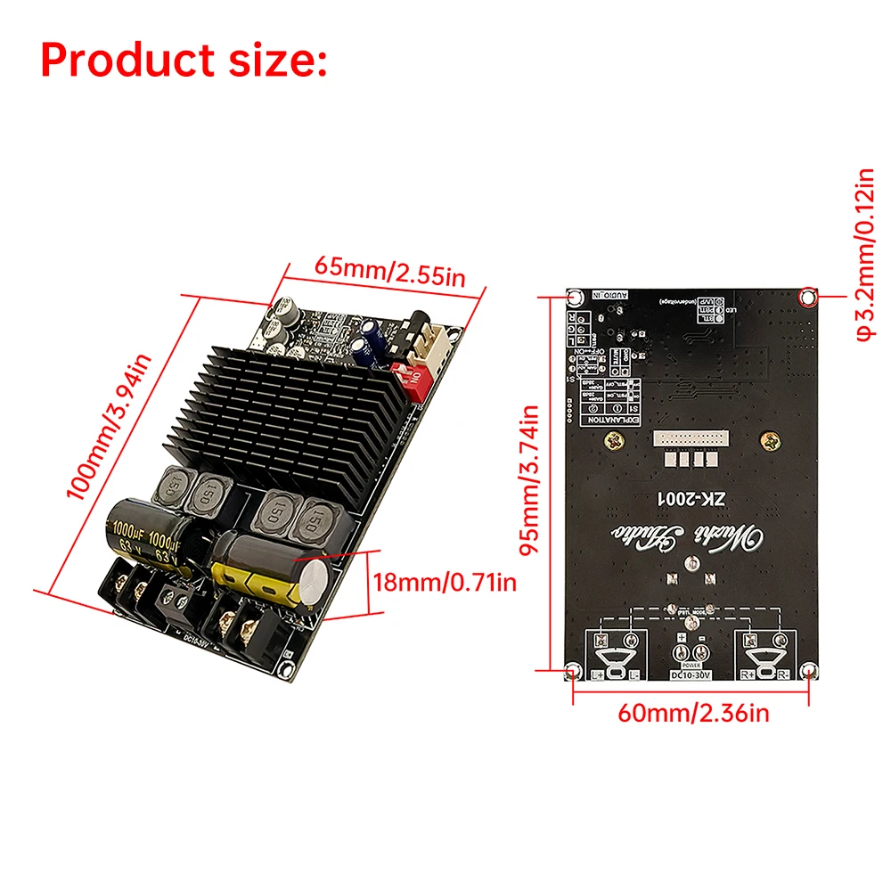 ZK-2001 TPA3221 Pure Post Verstärkerplatine Zweikanal 200 W Pure Rear Stage Digital AMP Hoard Bridged Mono Subwoofer Lautsprecher Image