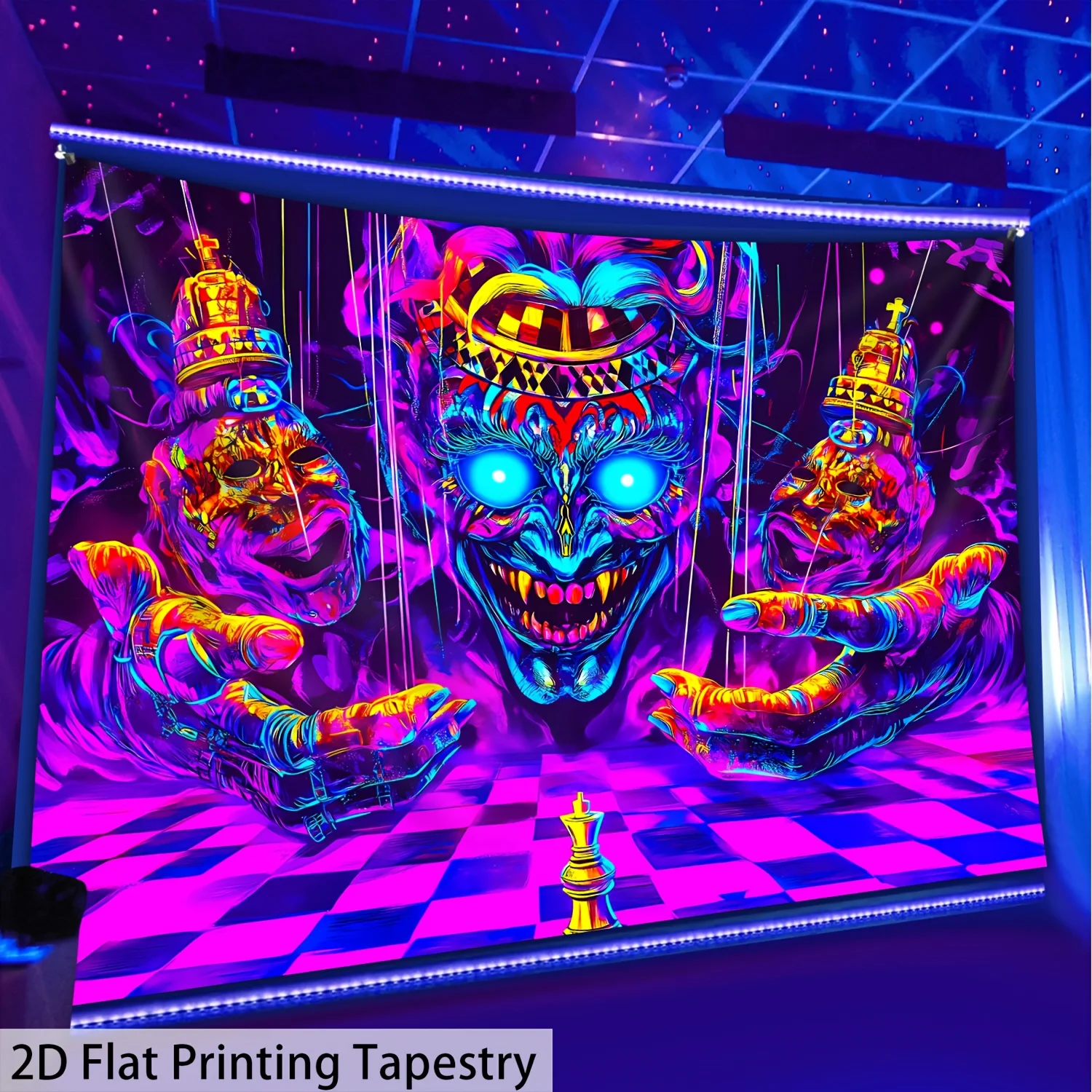 VIKAMA Fantasy Neon Gaming Wandteppich Schlafzimmer Thema trendige Wohnzimmer Hintergrund Wohnzimmer Wandbehang Zimmer Dekor Image