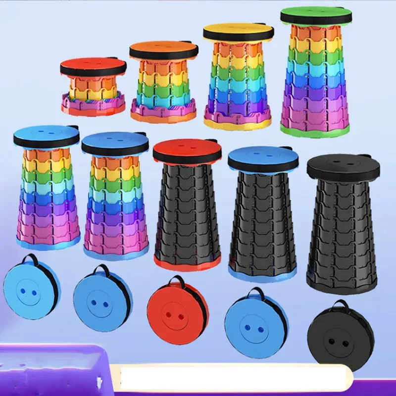 Klapphocker, robuster, zusammenklappbarer Teleskophocker mit Tragfähigkeit 400 Pfund, tragbarer einziehbarer Hocker für Camping, Angeln Image