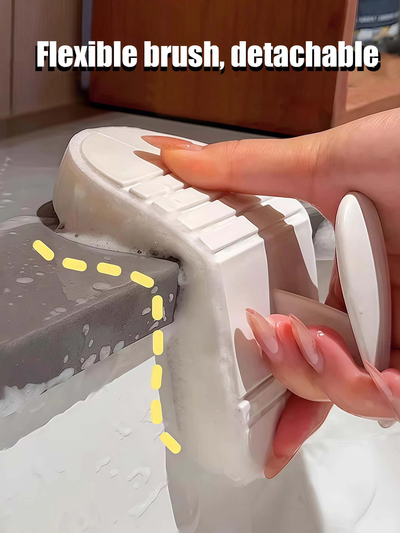 Reinigungsbürste mit flexiblem Griff, biegsamer Schwammwäscher für Küche und Badezimmer, schwer zugängliche Bereiche, Waschbecken, Fliesen, Badewanne Image