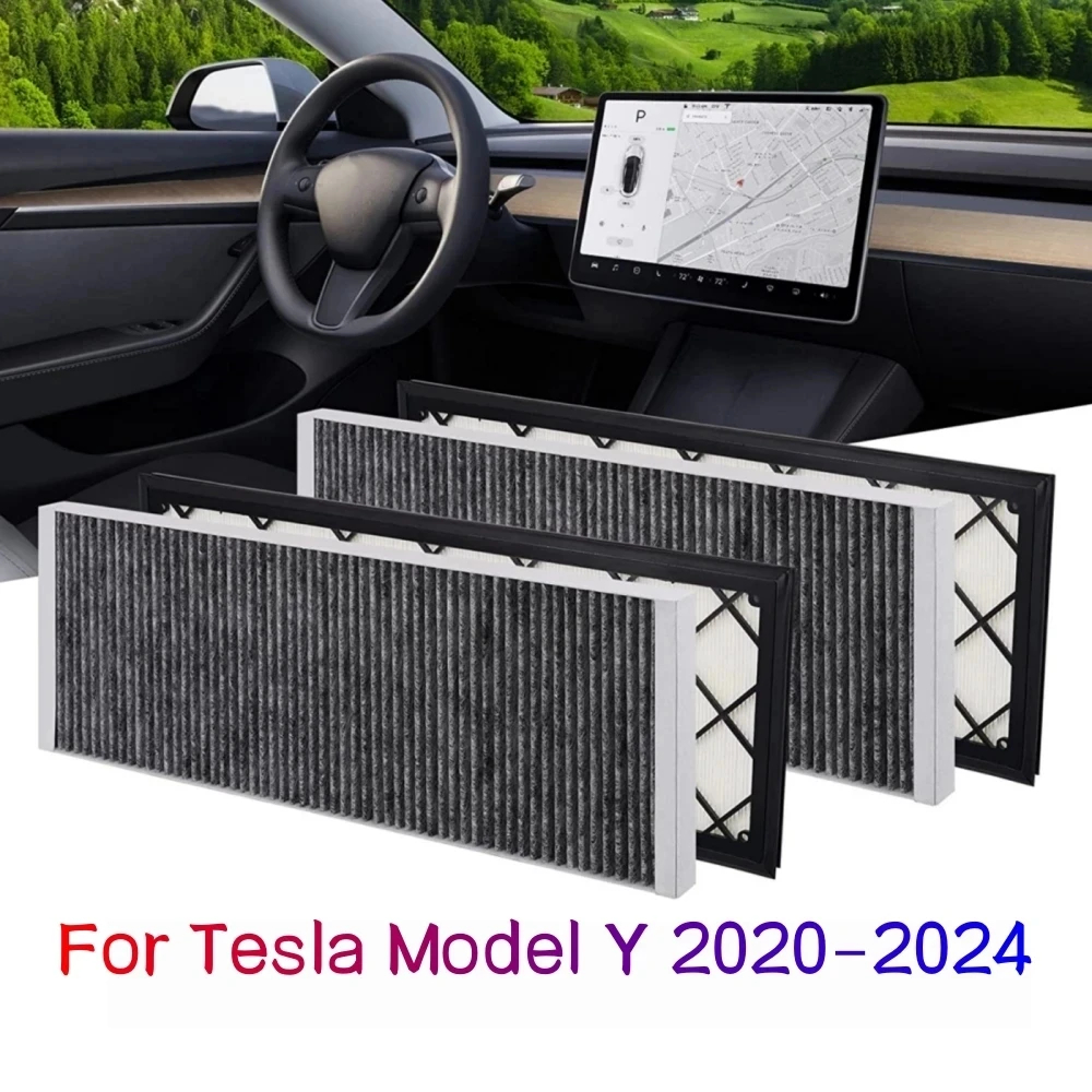 Innenraumfilter, Luftfilter, HEPA-Lufteinlassfilter, Ersatz mit Aktivkohle für Tesla Model Y 2020 2021 2022 2023 2024 Image