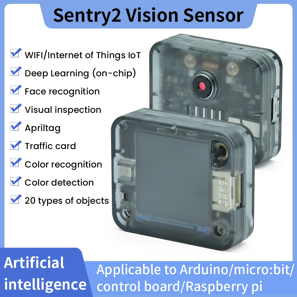 Keyestudio Sentry1&2 Vision Sensor Wide Camera Aperture Visuelle Inspektion AI Gesichtserkennung für Arduino/Micro:bit/Raspberry PI Image