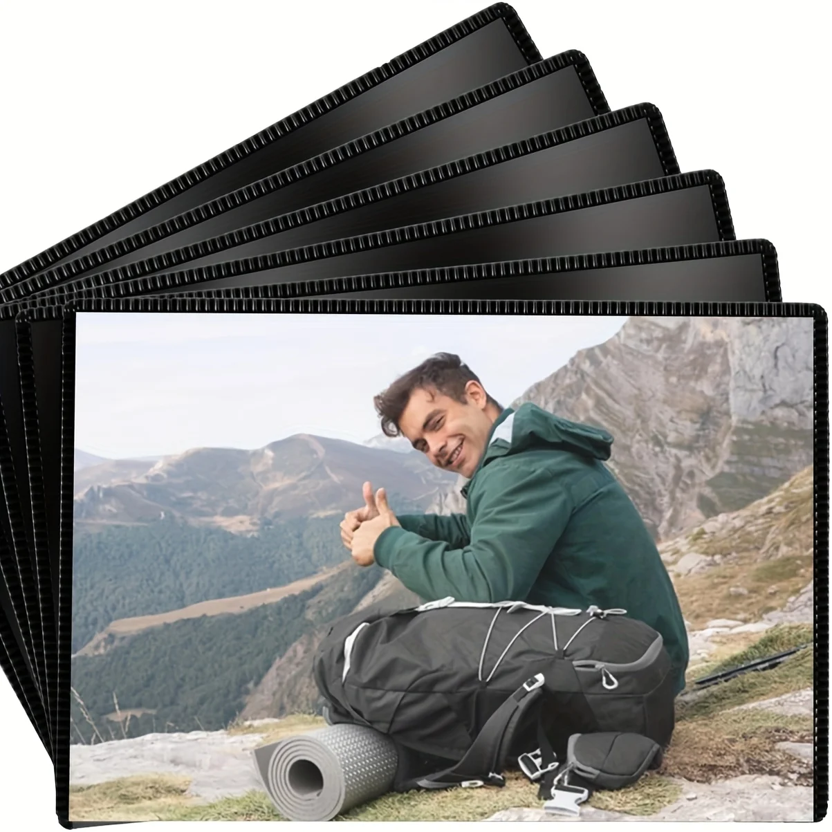 5 Stück magnetischer Fotorahmen, schwarz, Größe 4x6 Zoll (10,2 cm x 15,2 cm), Magnetrahmen für Schrank/Whiteboard/Büroschrank/Kühlschrank