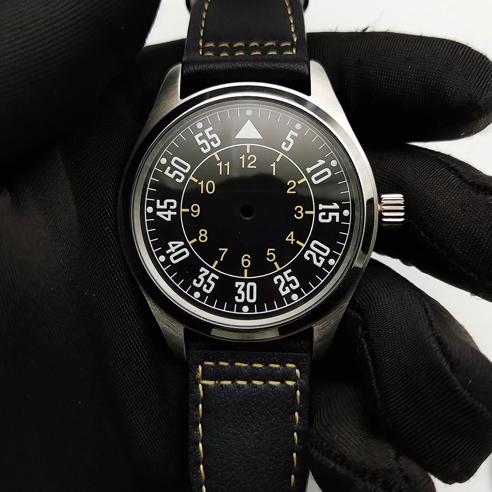 40 mm NH35-Gehäuse und Zifferblatt-Set mit Lederarmband, Luftfahrt-Themen-Armbanduhr-Montagezubehör für Pilot-Ersatzteile Image