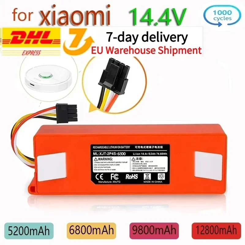 Brr 2p4s 5200s 14,4 V 12800 mAh Robotic Staubsauger Ersatz Batterie Für Xiaomi Roborock S50 S51 S55 S60 S65 S5 MAX S6 Teile Image