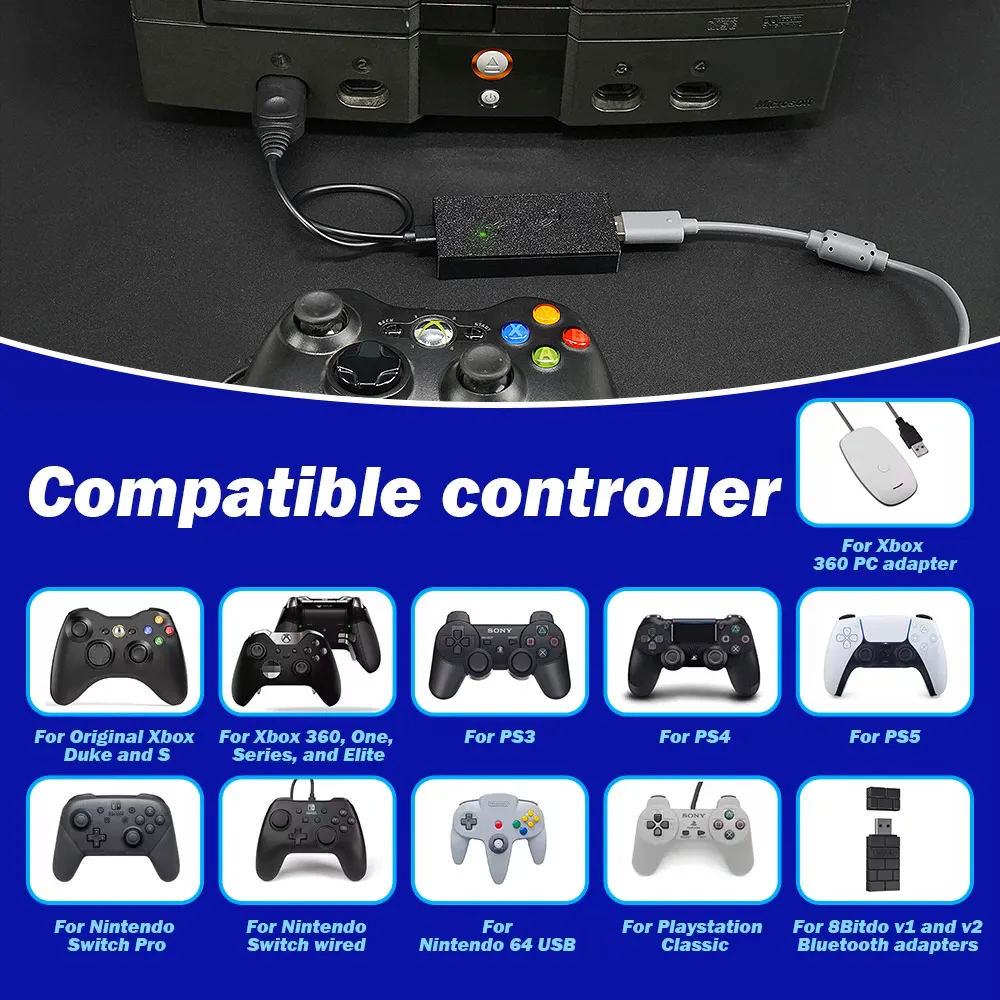 OGX Mini Konverter für 360/Switch/PS4 Controlloer Adapter für Original Xbox/PS3/PC/Nintendo Switch Spielkonsole