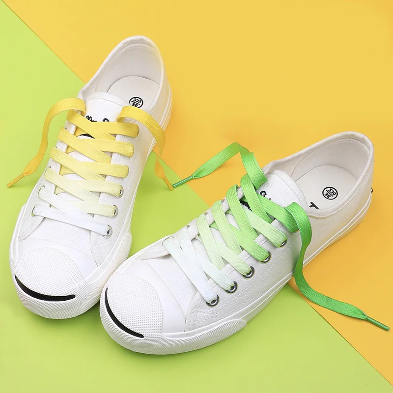 Mode Farbverlauf Schnürsenkel Casual Männer und Frauen Schnürsenkel Erwachsene & Kinder Unisex Weiß AF1 Schuhe Spitze für Schuhe Saiten 90 cm/120 cm