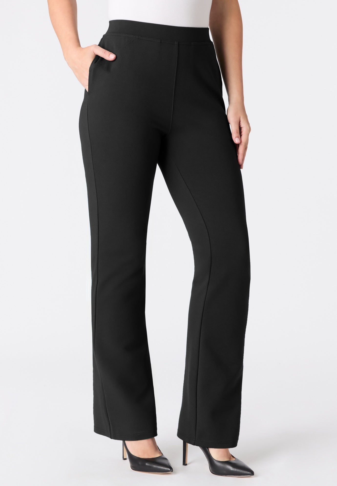 Plus Size Women's Plus Size Ponte Bootcut Pant with Pockets and Pull on elastic waist by Roaman's in Emerald Green (Size 18 W)