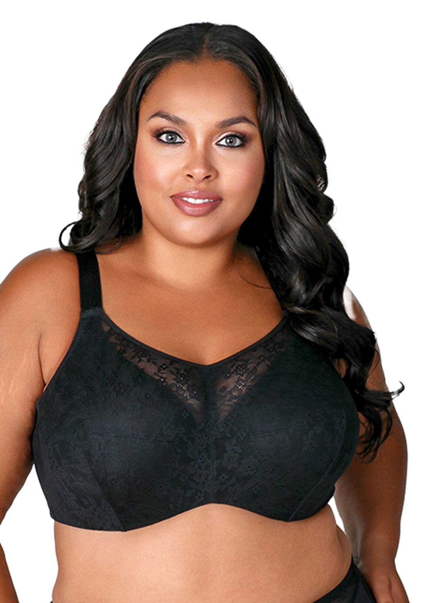Plus Size Women's Curvy Chic Lace Cami Underwire Bra 2101 by Elila in Black (Size 40 H)