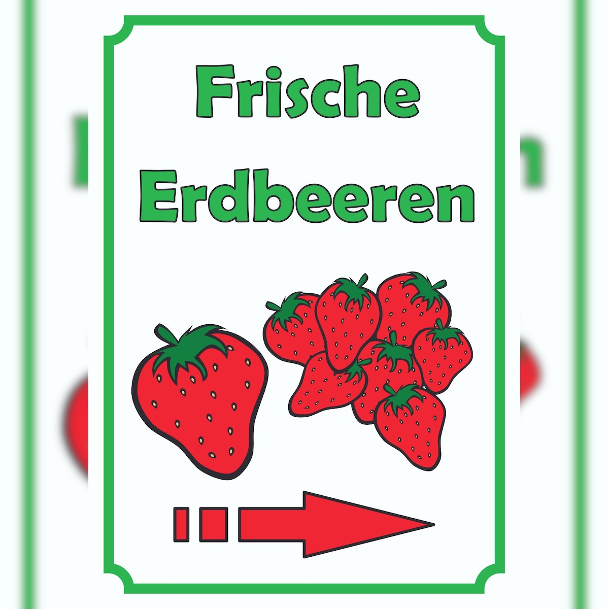HB-Druck Verkaufsschild Schild ErdbeerenHochkant mit Pfeil rechts A1 Rückseite selbstklebend Image