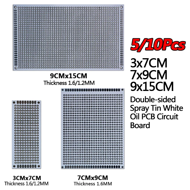 5/10PCS PCB Board Prototyp Board Weiß Dicke 1,2/1,6 MM 3x7/7x9/9x15cm Doppelseitige Leiterplatten Für DIY Löten Projekt Image