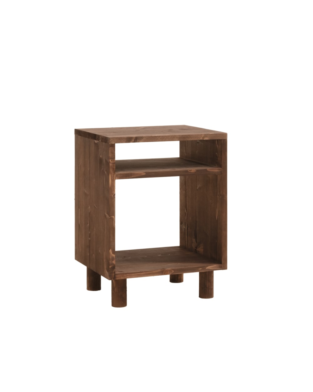 Table de chevet en bois massif ton marron 50,5x32cm