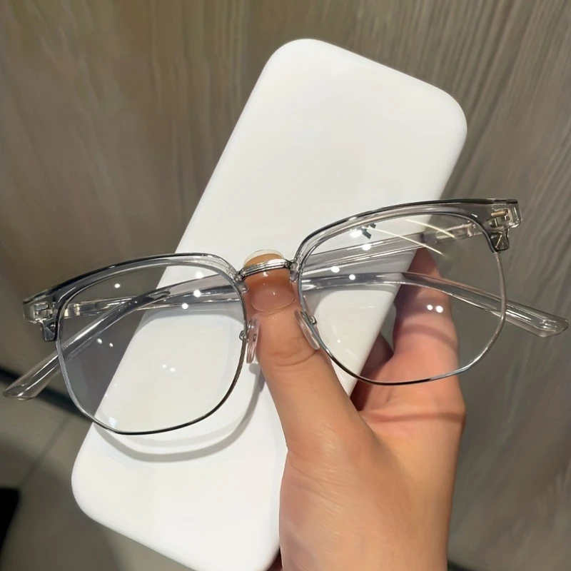 2 Stück Anti-Blaulicht-Brille, modisch, quadratisch, Strahlenschutz, HD-Computer, Metallbrille für Damen und Herren Image
