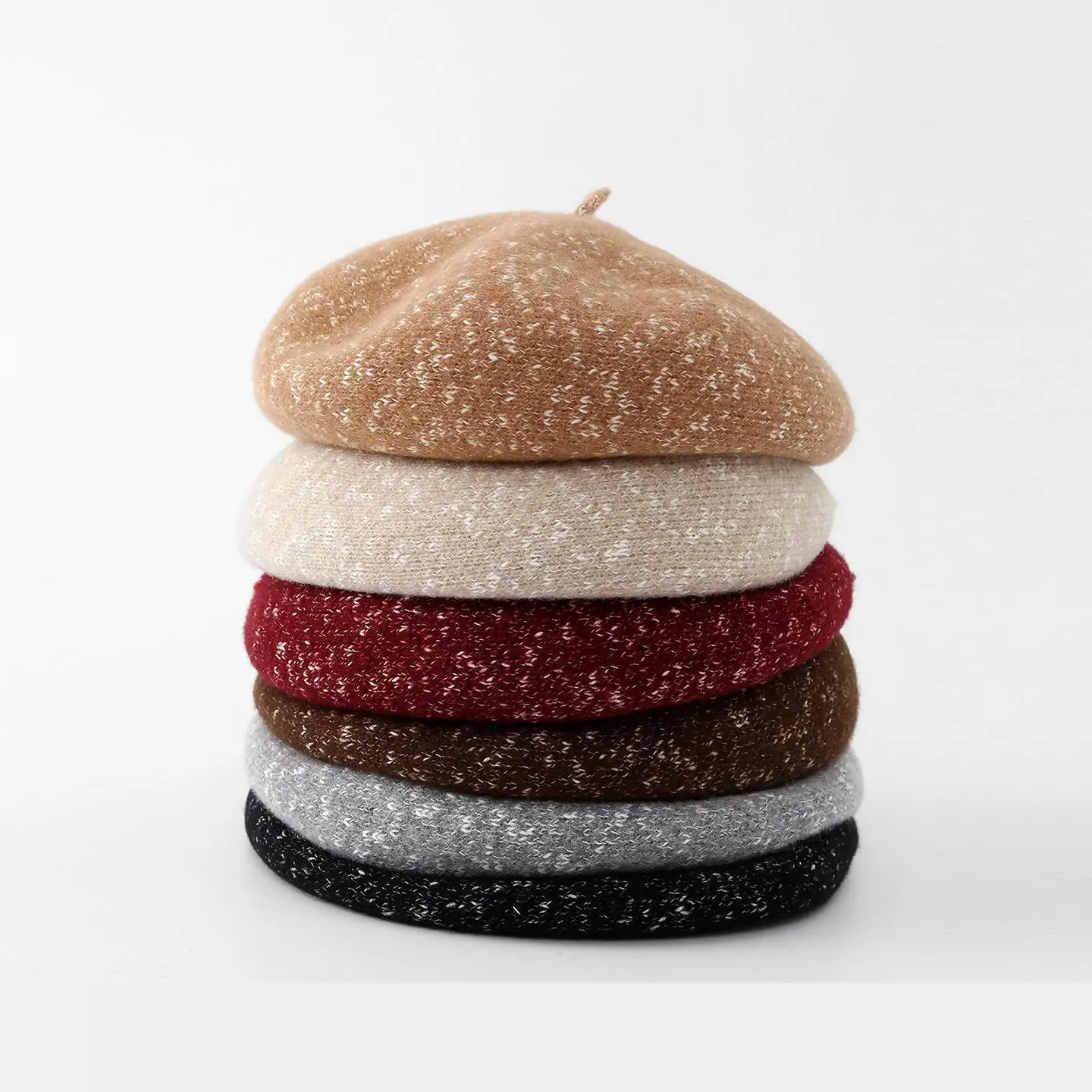 Baskenmütze, Wintermützen für Damen, Wollmischung, mehrfarbig, Malermütze, Kürbismütze, lässige und künstlerische Kopfbedeckung, koreanischer Stil, neuer Vintage-Stil Image