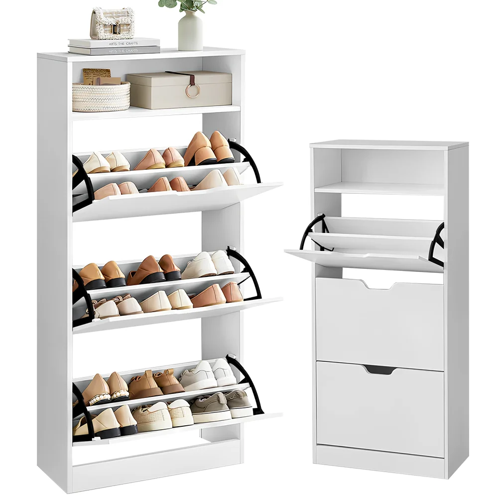 3-stufiger Schuhschrank, Schuh-Organizer, Schrank mit Klappschubladen, schmales Schuhregal, Zuhause, Wohnzimmer, Möbel, Flur, Schuhschränke