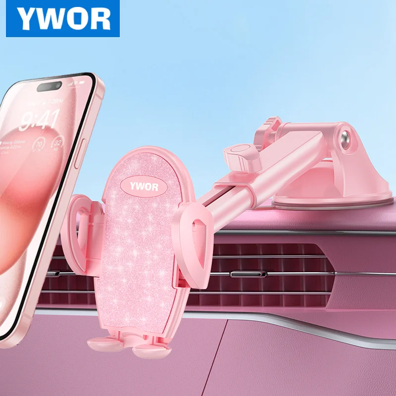 Supporto per telefono da auto YWOR 360 ° Supporti per telefono con rotazione per la tua auto Cruscotto per supporto per telefono per auto regolabile a sgancio rapido per iPhone 17