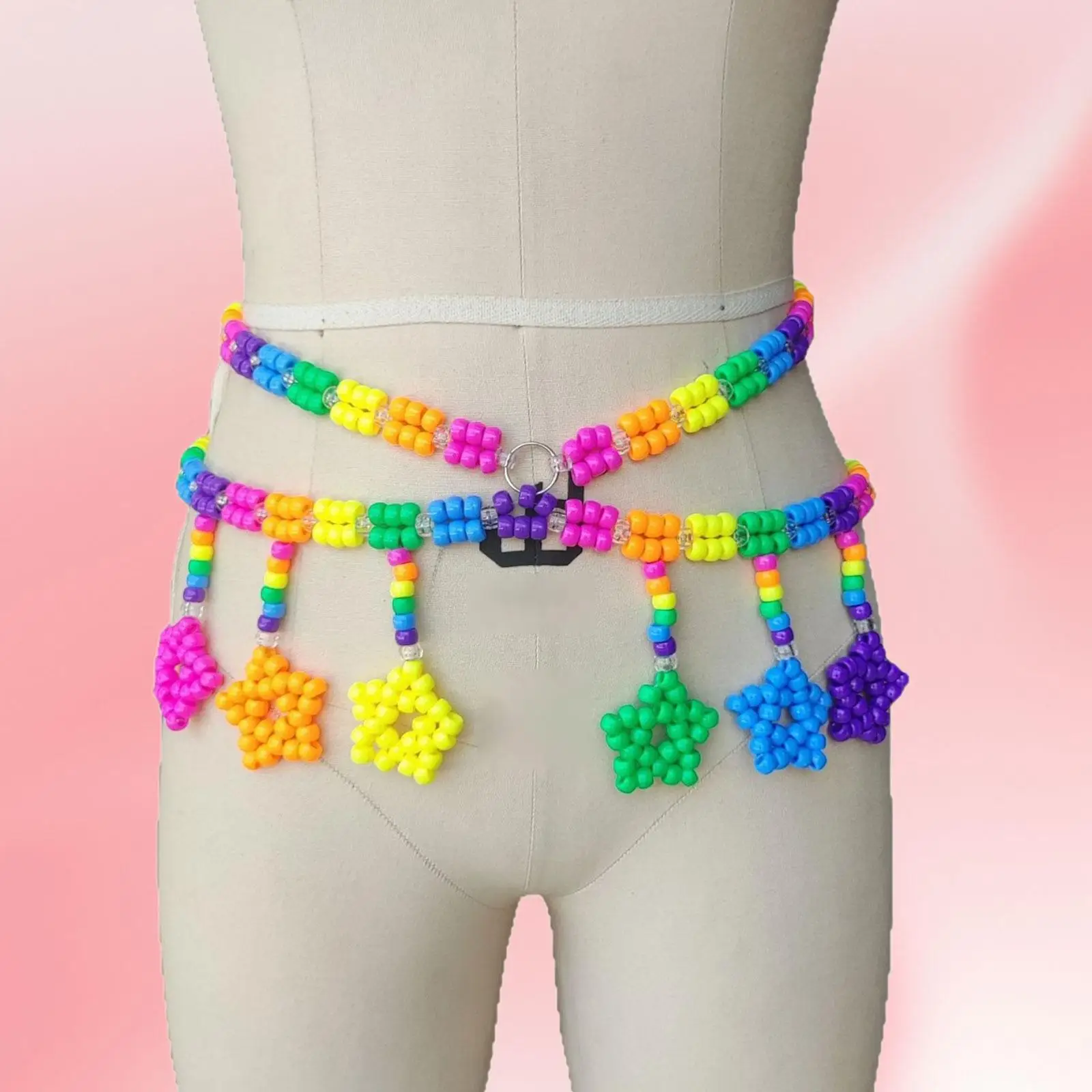 Catena in vita multistrato con perline Coloful Boho Summer Beach Perline Accessori per gioielli per il corpo Cintura Catena per la pancia Catena per il corpo per le donne