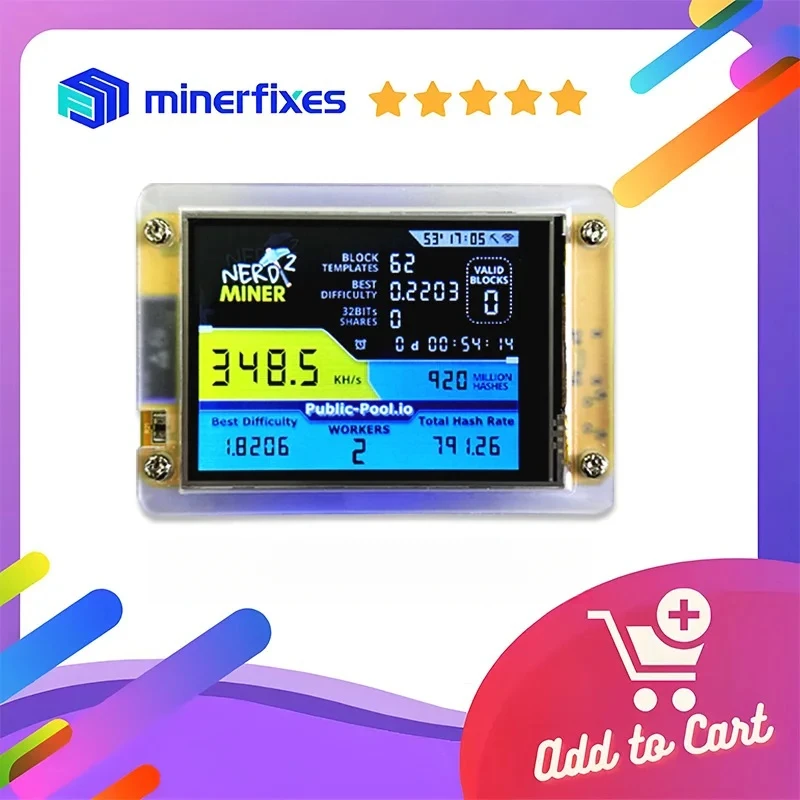 NerdMiner V2 2,8 Zoll 350kh/s BTC Solo Lottery Nerd Miner Krypto-Bitcoin-Miner Solo-Mining-Maschine Image