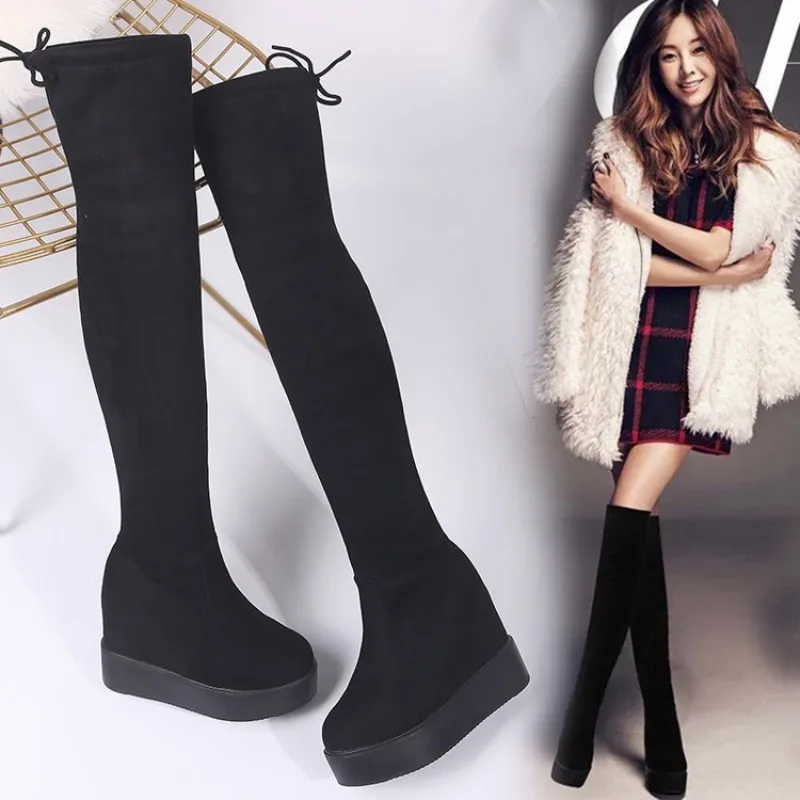 Maogu Frau Lange Overknee Stiefel frauen Winter Plattform Socken Stiefel für Frauen Schuhe 2023 Mode Versteckte Heels botas De Mujer