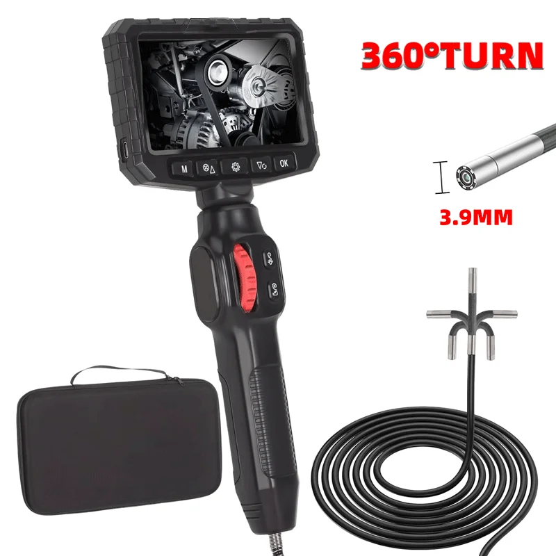 Endoskopkamera mit Licht 3,9 mm 4,3 Zoll mit 6 LEDs, IP67 wasserdichtes 2 m halbstarres Kabel für Kfz-Reparatur-Sanitär-Inspek Image