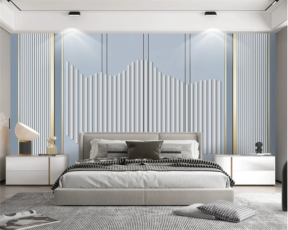 Beibehang papel de parede Benutzerdefinierte moderne dreidimensionale grille dekoration hintergrund wohnzimmer TV sofa benutzerdefinierte tapete Image
