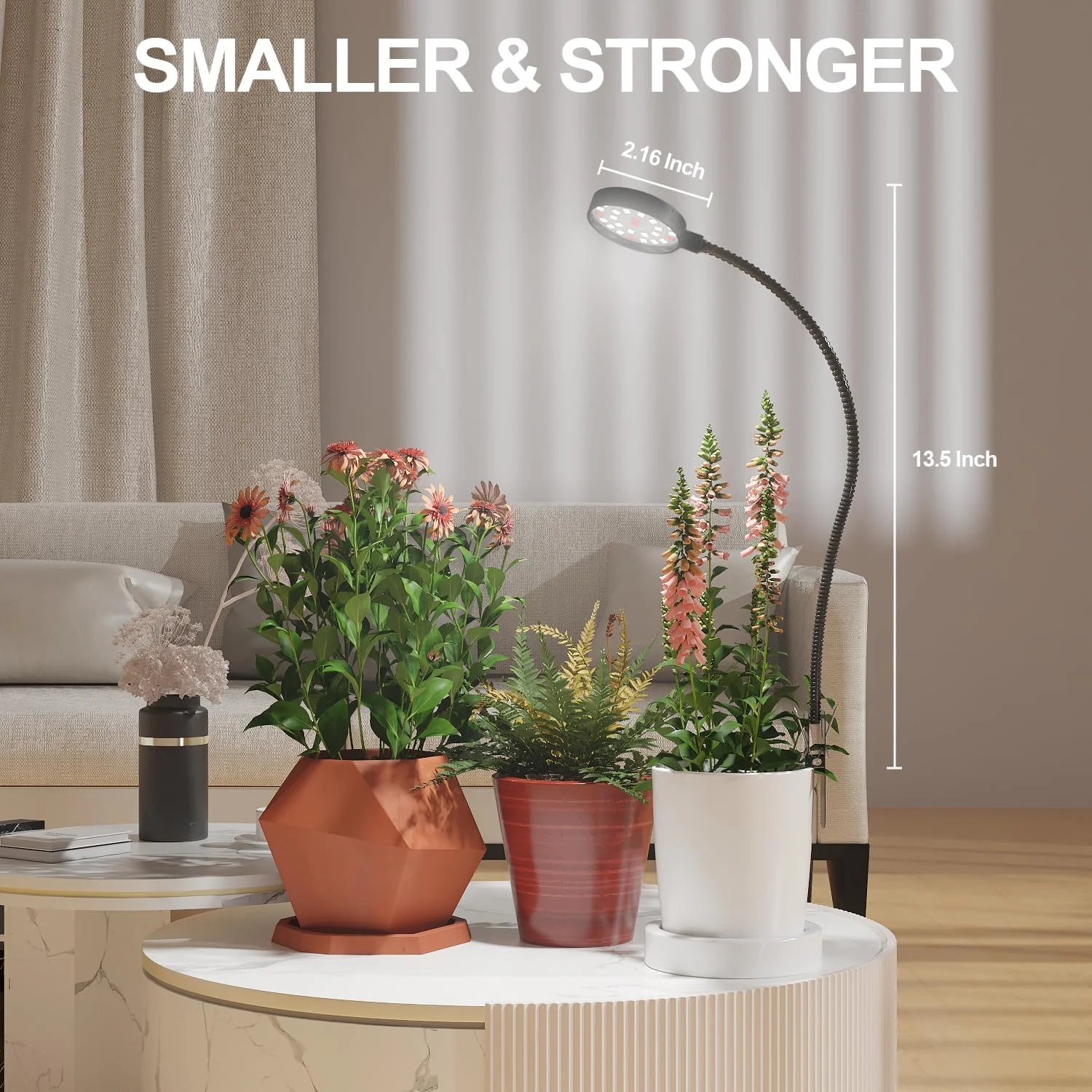 USB LED Pflanzenlampe 6000K Vollspektrum Topfpflanzenleuchte 5V Schwanenhals-Klemmleuchte mit dimmbarer Auto-Ein/Aus-Funktion 4/8/12/18 Stunden