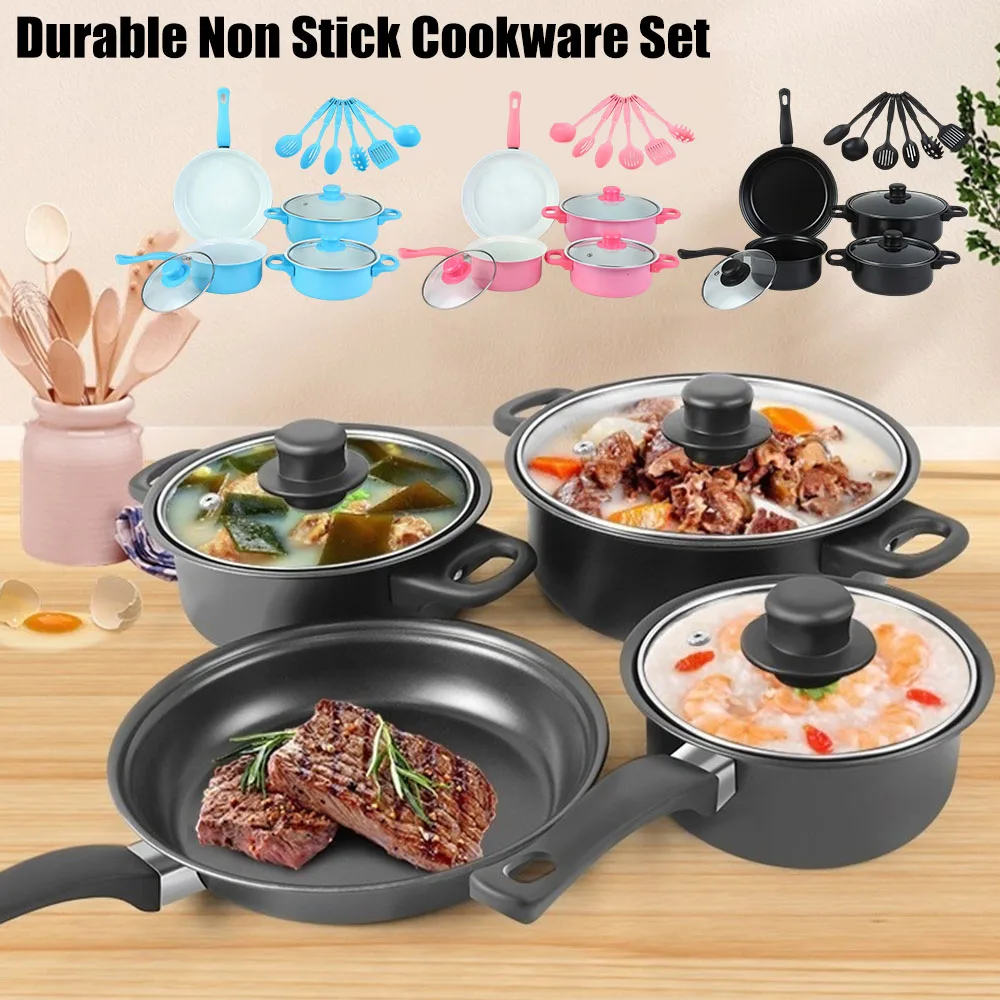 Vielseitiges Kochtopf-Set, multifunktionale tiefe Bratpfanne, langlebiges, antihaftbeschichtetes Kochgeschirr-Set, Haushalts- und Küchenbedarf Image
