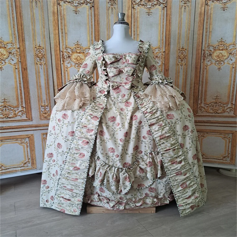 Robe A La Francaise 18. Jahrhundert Rokoko Barock Blumenkleid Queen French Court Marie Antoinette Ballkleid
