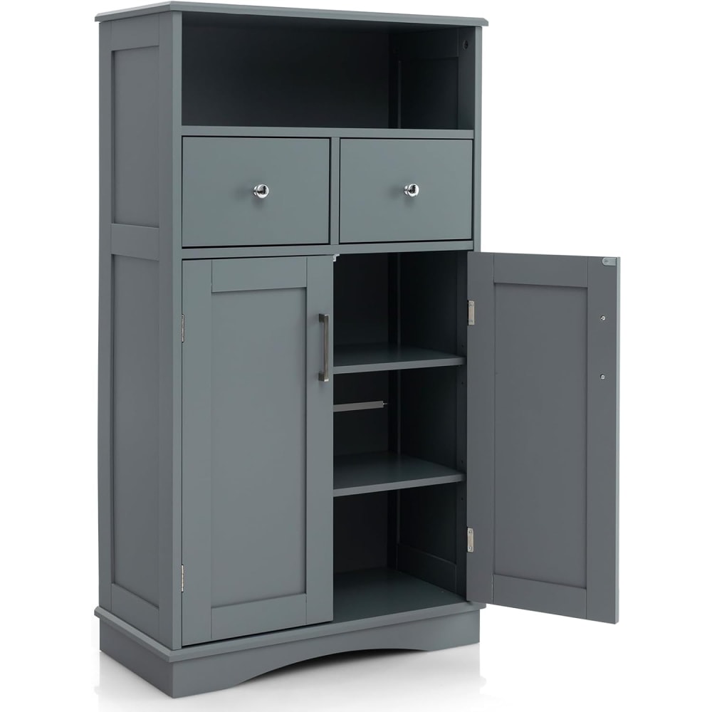 Armoire wc avec 3 étagères réglable grise 60 x 30 x 107 cm