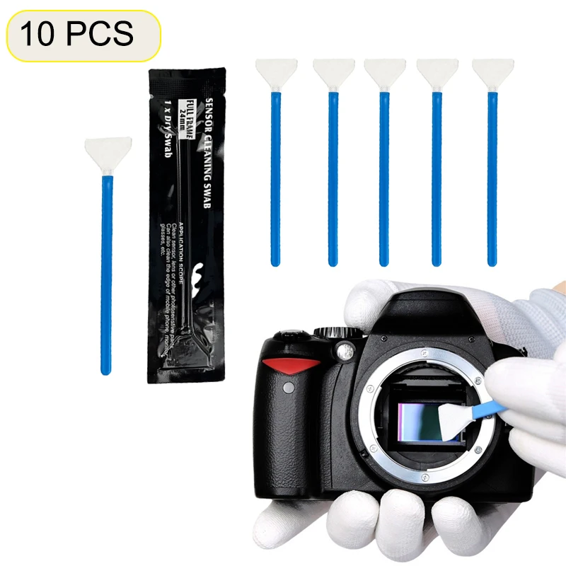 10Pcs Nass Reiniger Tupfer Trockenen Reiniger Tupfer für Nikon Sony Canon DSLR SLR CCD CMOS Digital Kamera Objektiv Reinigung werkzeug Image