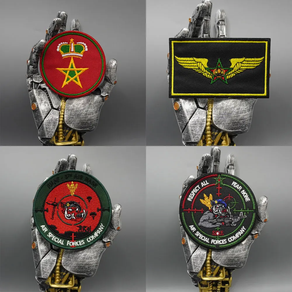 Taktische Stickerei-Patches der Royal Moroccan Air Force, exquisit und hochwertig, für Kleidung, Rückseite mit Haken oder Nähen Image