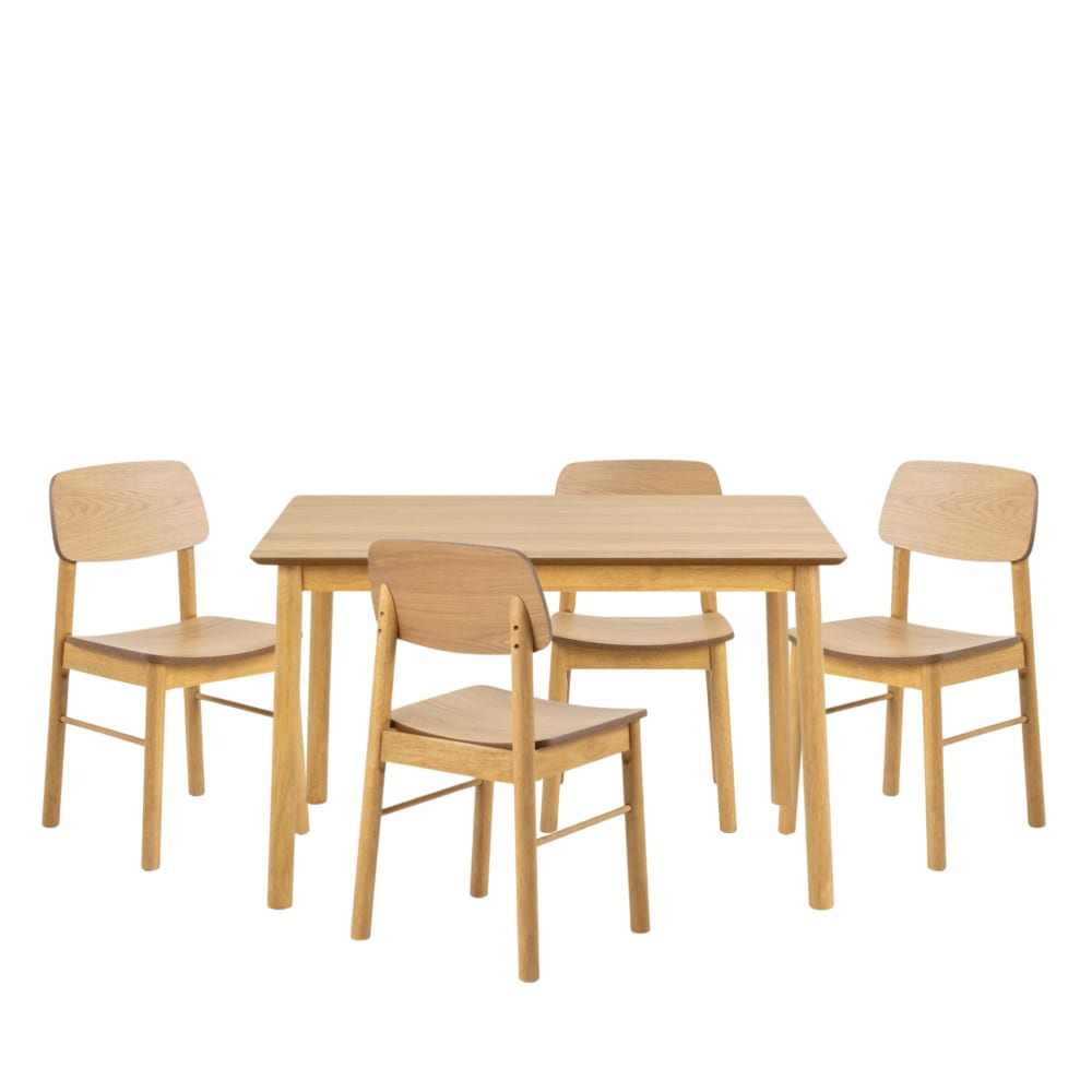 Table rectangulaire en chêne L120 + 4 chaises chêne
