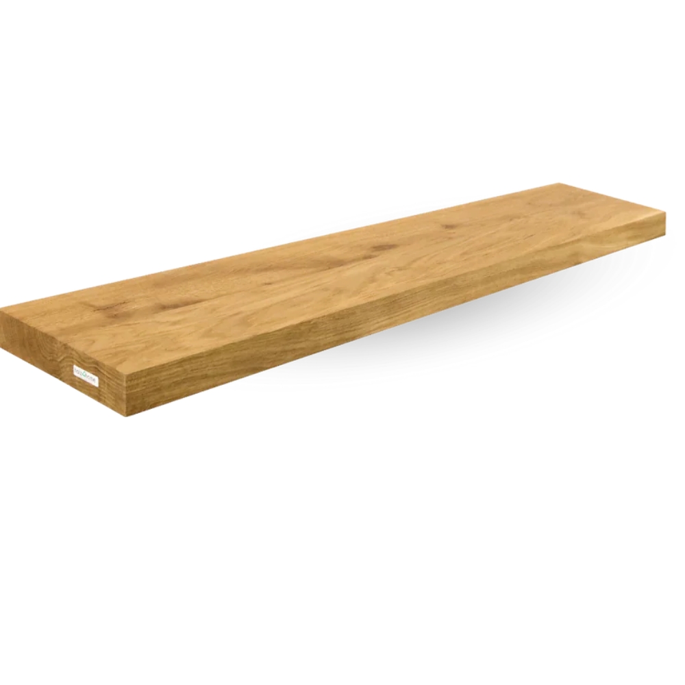 DELUKE® Wandregal Holz schwebend KYLO - Eichenholz Massiv | Bücherregal Schwebendes Regal Hängeregale für Wohnzimmer | 100x22x4cm Image