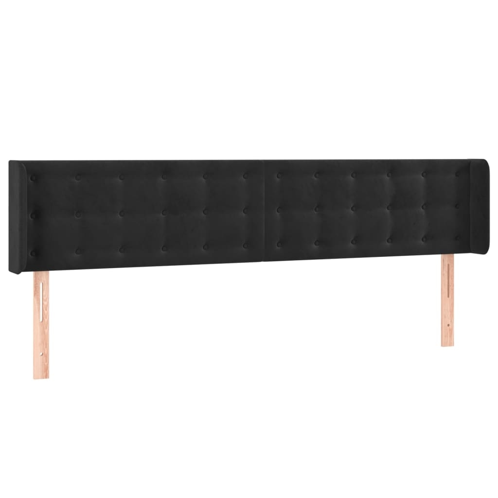 vidaXL Kopfteil mit Ohren Schwarz 163x16x78/88 cm Samt Image