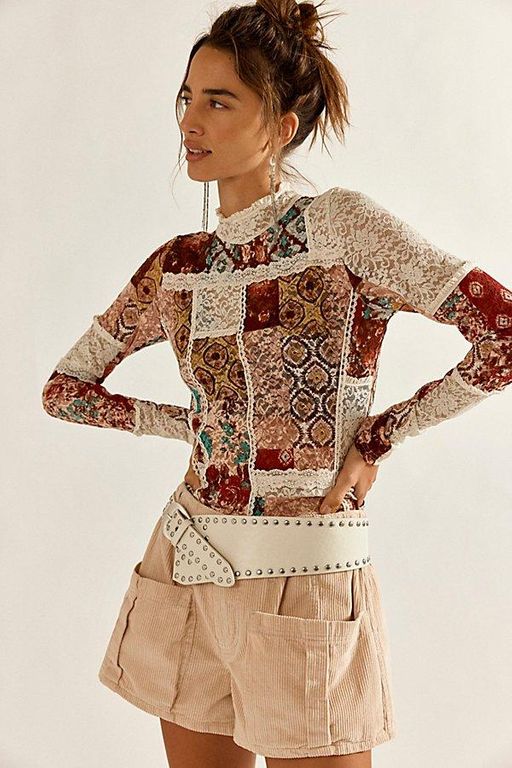 Hudson Patchwork Turtleneck - Natural - Free People Knitwear